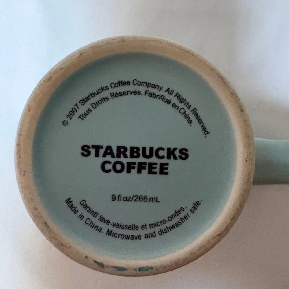 Starbucks Latte & Mocha Ceramic Mugs Set of 2 Ribbed Design 9oz Coffee Cups 2007 - Picture 7 of 8